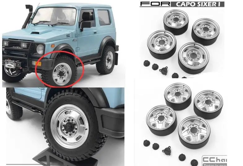 

Metal Rims/Wheels hub 4pcs for Capo samurai SIXER CD15828 Jimny Samurai 1/6 scale Soldier Carrier rock CRAWLER car
