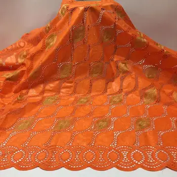 

African Net Lace Fabric 100% Cotton Embroidered bazin Laces Fabric With beads 5Yards/Lot For Women Wedding Dress