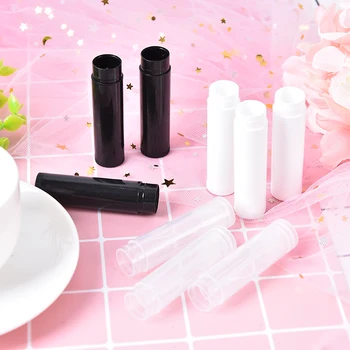 

100PCS 5ml Empty Lipstick tubes Bottle Lip Gloss Tube Lip Balm Tube Container With Cap Clear Black White Cosmetic Container