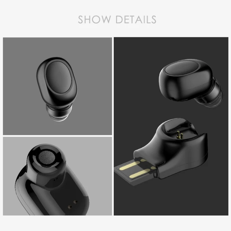 Настоящие беспроводные наушники стерео Bluetooth со встроенным HD микрофоном
