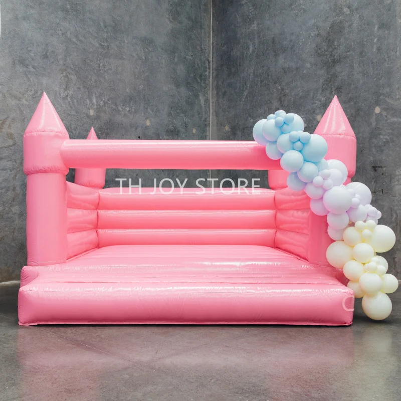 

free shipping to door! 4x4x2.6m high inflatable bouncy house,commercial white/pink/blue bouncy castle for wedding party