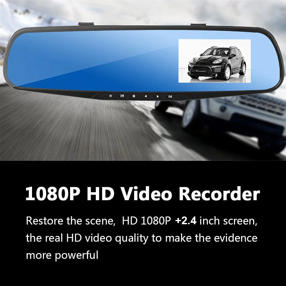 

USB 2.0 Car DVR 2.4 Inch Built-in Camera Dash Cam Replacement Night Vision Recorder Rear View Mirror Parts Accessories