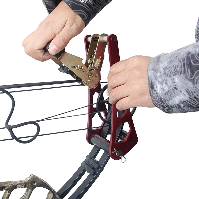 Aluminum Alloy Full Split Ratchet-Loc Archery Compound Bow Press String Changer Adjust Tools Handheld Portable Bow Opener