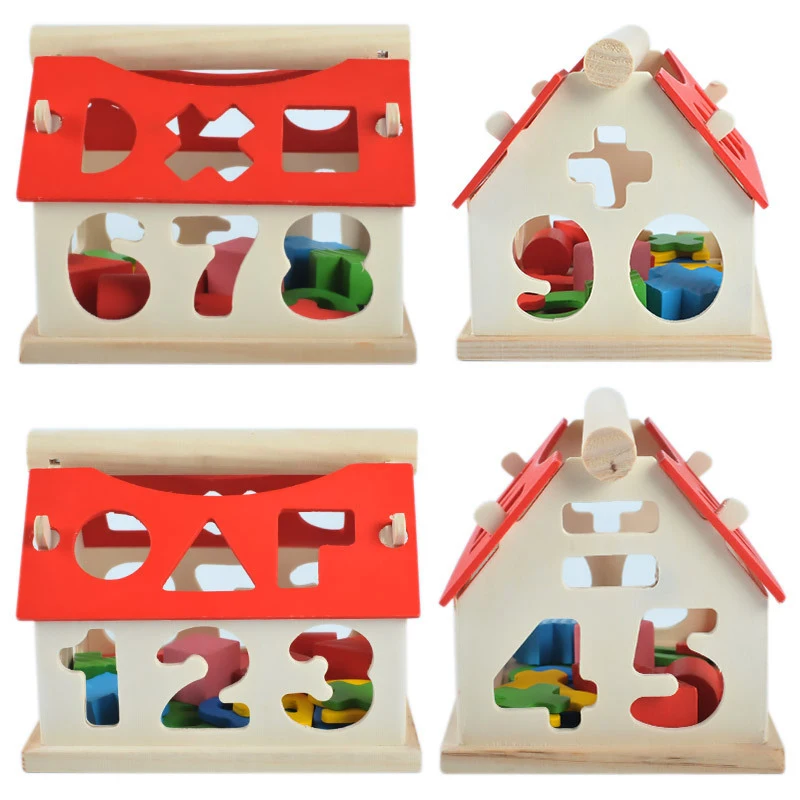 

Children Wooden Number Building Blocks Kid House Building Educational Developmental Toy Set 3D Bricks Toy Construction Bricks