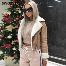 Осенне-зимняя женская куртка, теплое меховое Женское пальто, одежда, локомотив, короткий Бомбер, Женские базовые куртки, пальто, верхняя одежда, новинка DR842