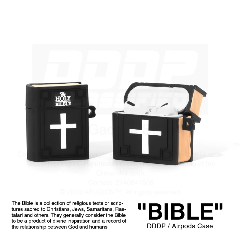 

For Airpods case bible for chi for airpods 1/2/3 pro silicone gadget protective with keychain hook carabiner accessories