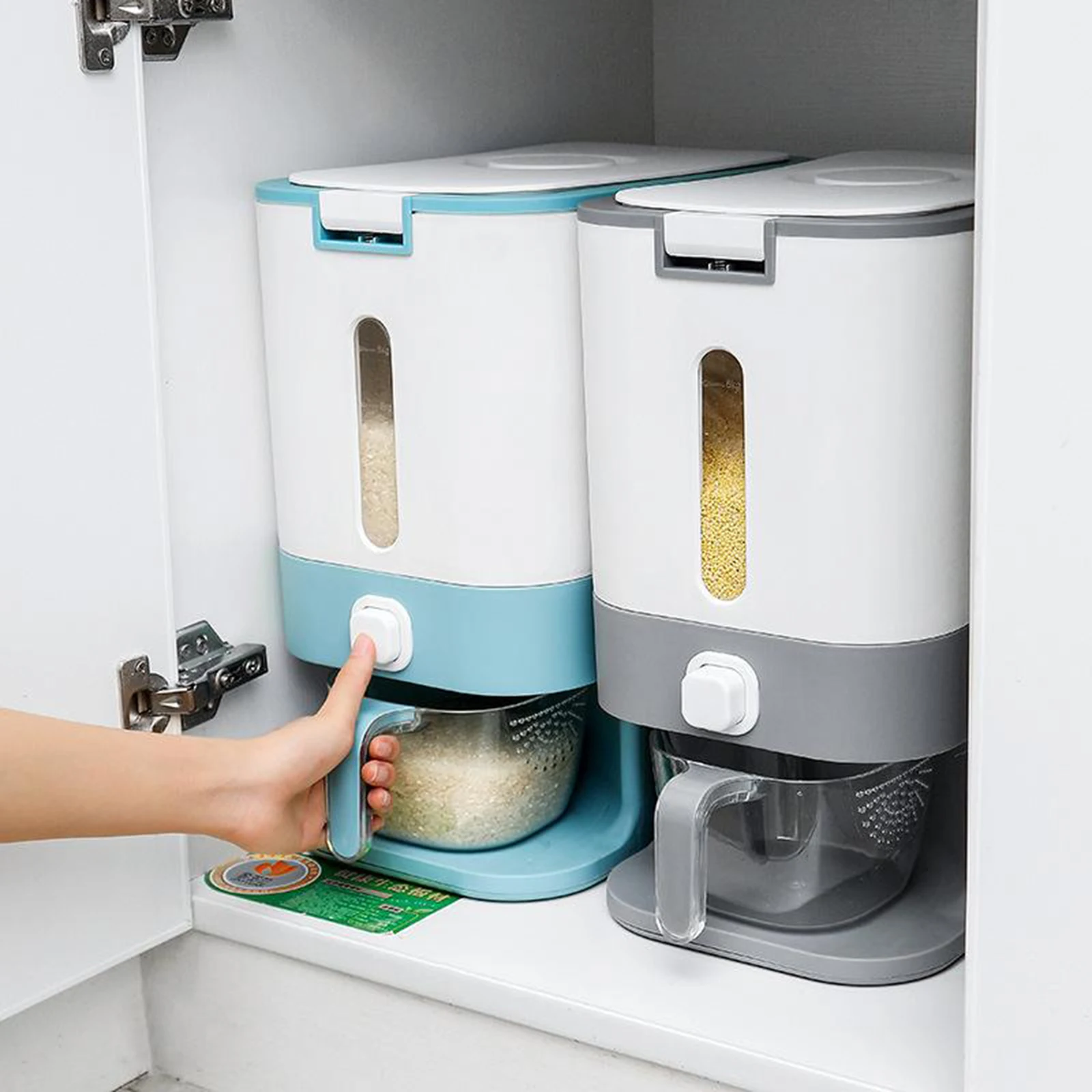 10KGAirtightRiceBucketDispenserBoxVisibleMoistureProofFood