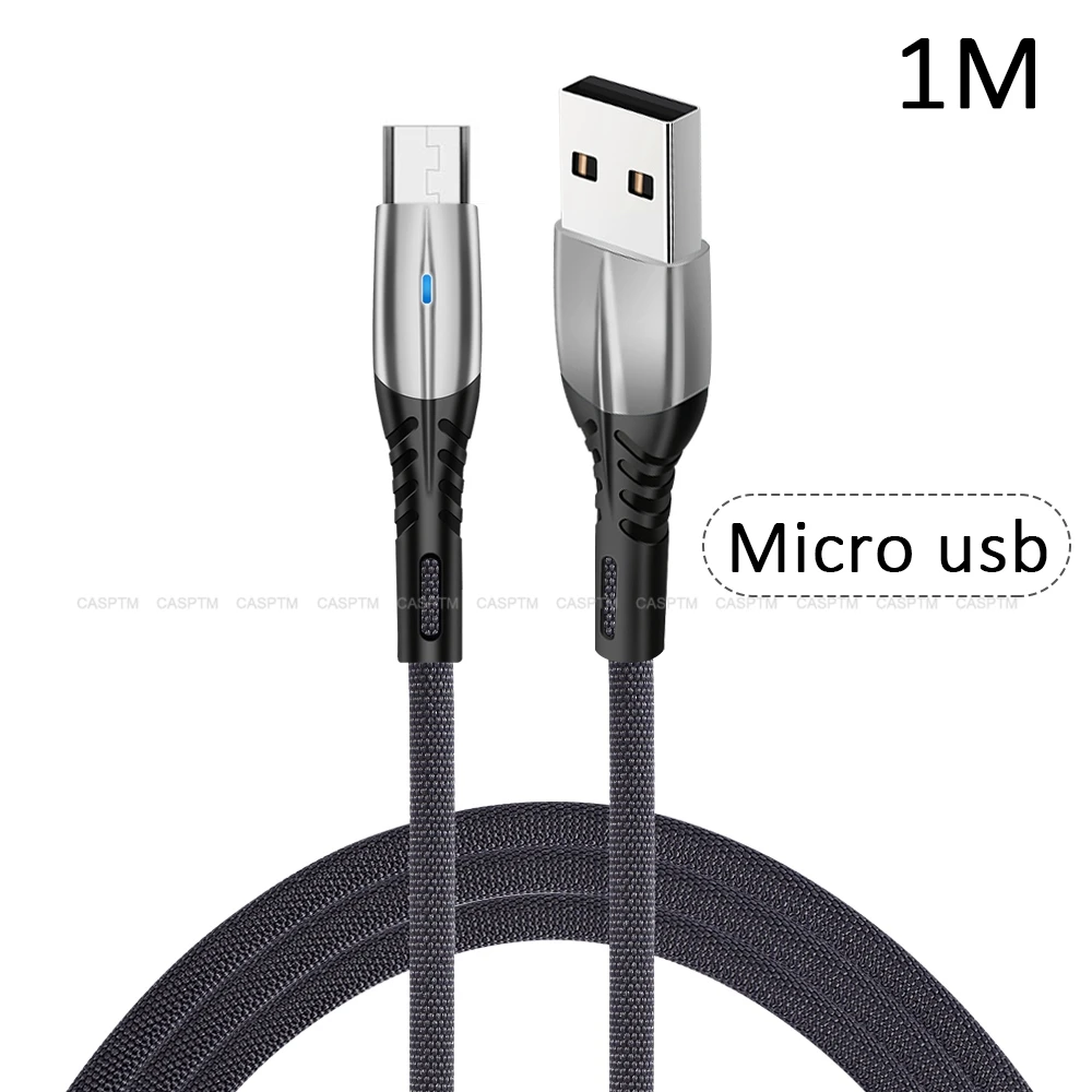 Светодиодный кабель Micro usb type C для быстрой зарядки для samsung A51 A71 Andriod type-C USB-C передачи данных кабель Microusb - Цвет: For Micro Silver