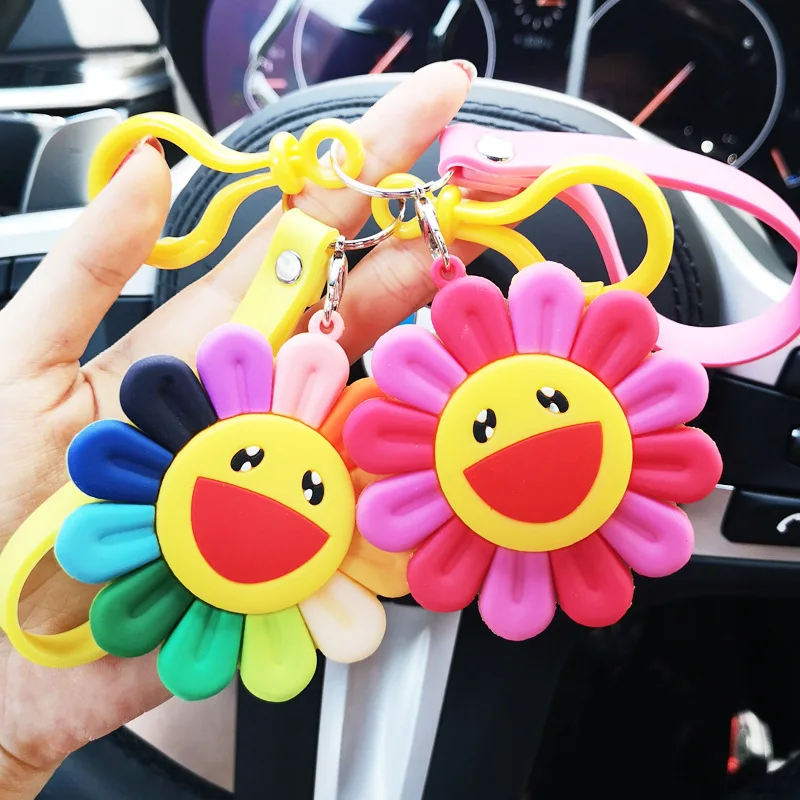 

Japanese-style Takashi Murakami Colorful Keychain Creative Men's WOMEN'S Bag Small Pendant Sunflower Brilliance Eaves Is-Accesso