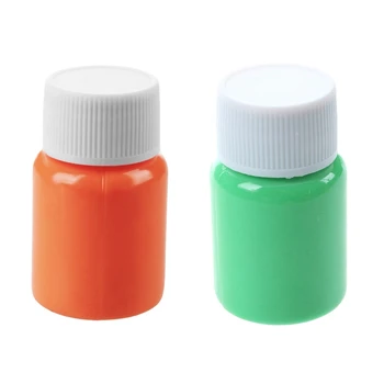 

2 Pcs 20G Glow in the Dark Acrylic Luminous Paint Bright Pigment Party Decoration DIY - Green & Orange with Yellow