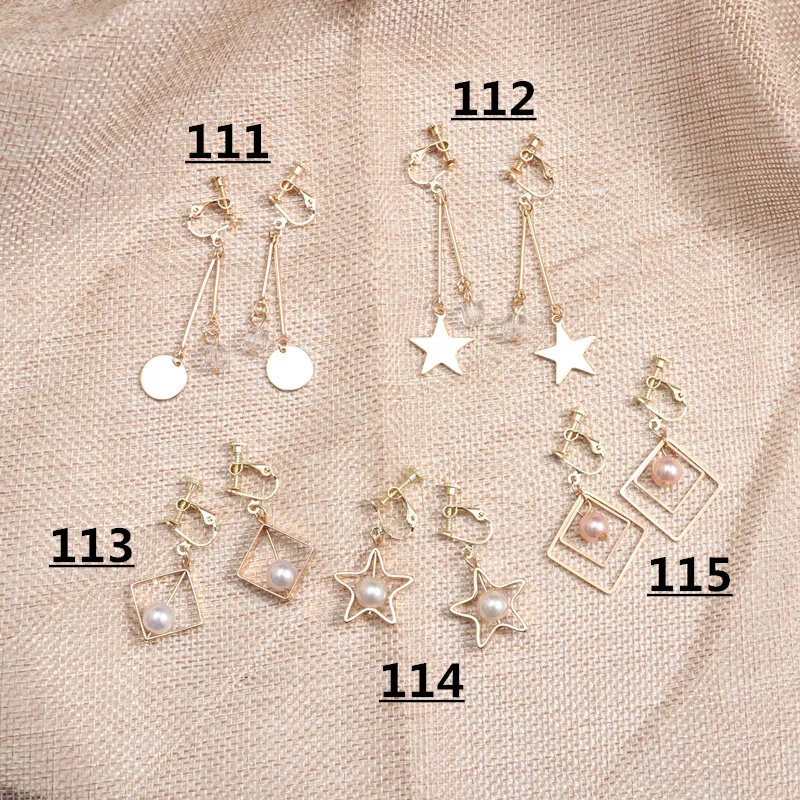 5pairs style 23 Бренд Grace Jun 5 пар/компл. в Корейском стиле серьги-клипсы не пирсинг для Для женщин модные роскошные студент вечерние нужно не проколотых ушей серьги - Окраска металла: 5pairs style 23