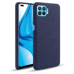 Luxurious Retro Cloth Hard Phone Cover - Slim and Stylish Design for OPPO F17 (Blue)
