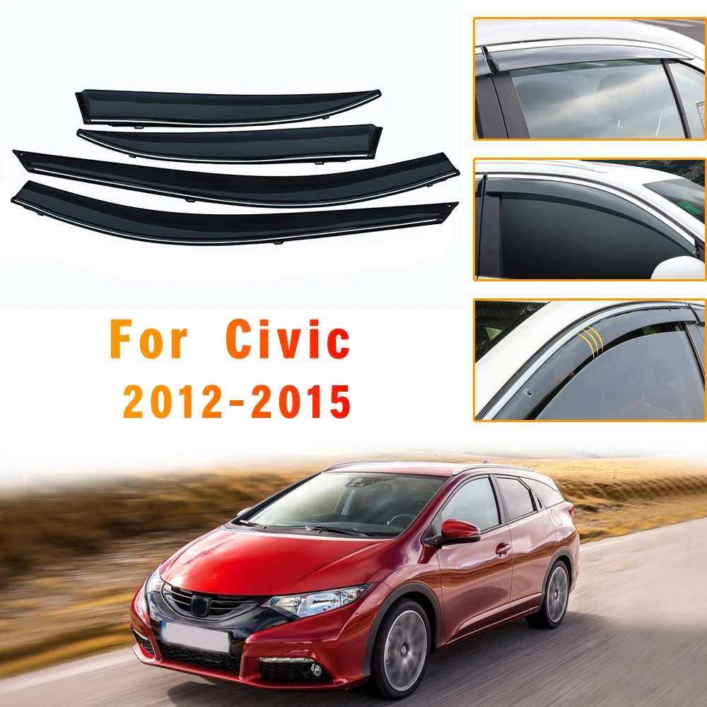 For Honda Civic 2012 2013 2014 2015 Sun Rain Deflector Guard Styling Auto Accessories 4pcs ABS Awnings