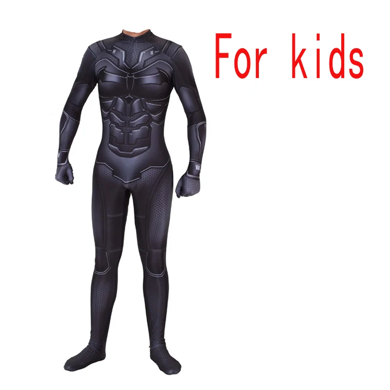 Movie The Batman Costume Child Cosplay Batman Helmet Mask Bruce Wayne Superhero Adult Batman Costume Zentai Bodysuit Jumpsuit - Цвет: For kids