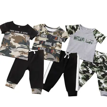 

0-24Months Letter printed T-Shirts Tops + Pants 2pcs Set for new born infant baby boys summer clothes casual outfits