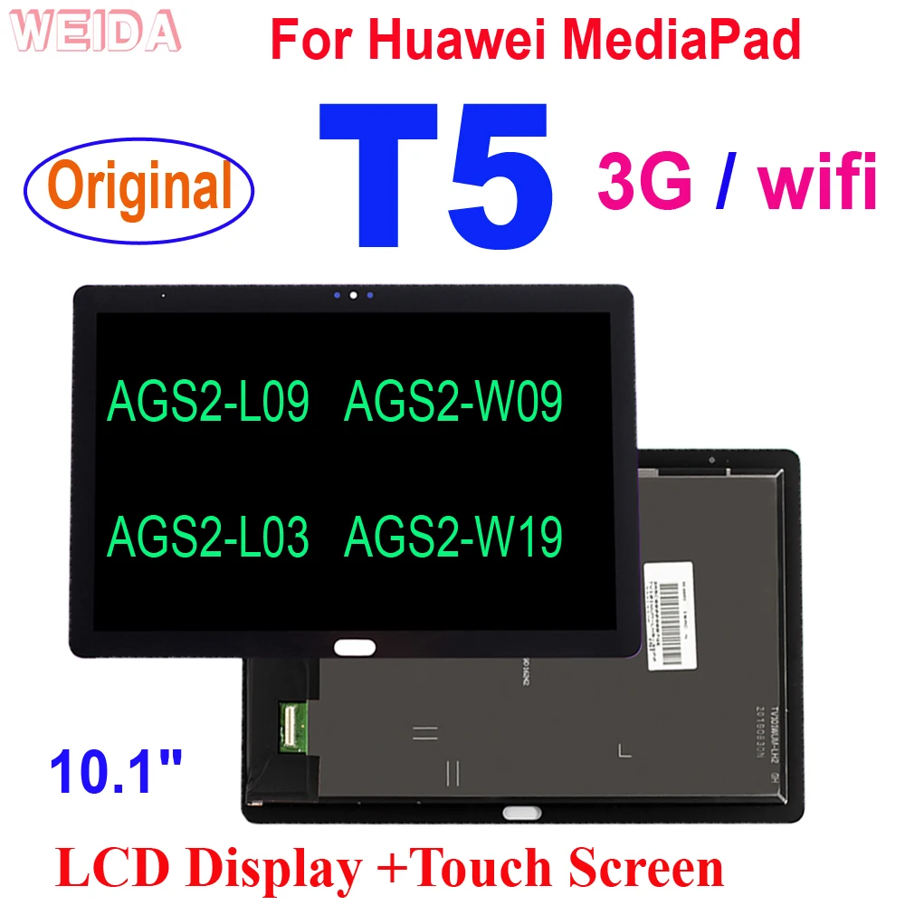 Tela lcd para medimediapad t5, tela de toque com AGS2-L09 aaa + 10.1 polegadas, para substituição em AGS2-W09 mediapad t5