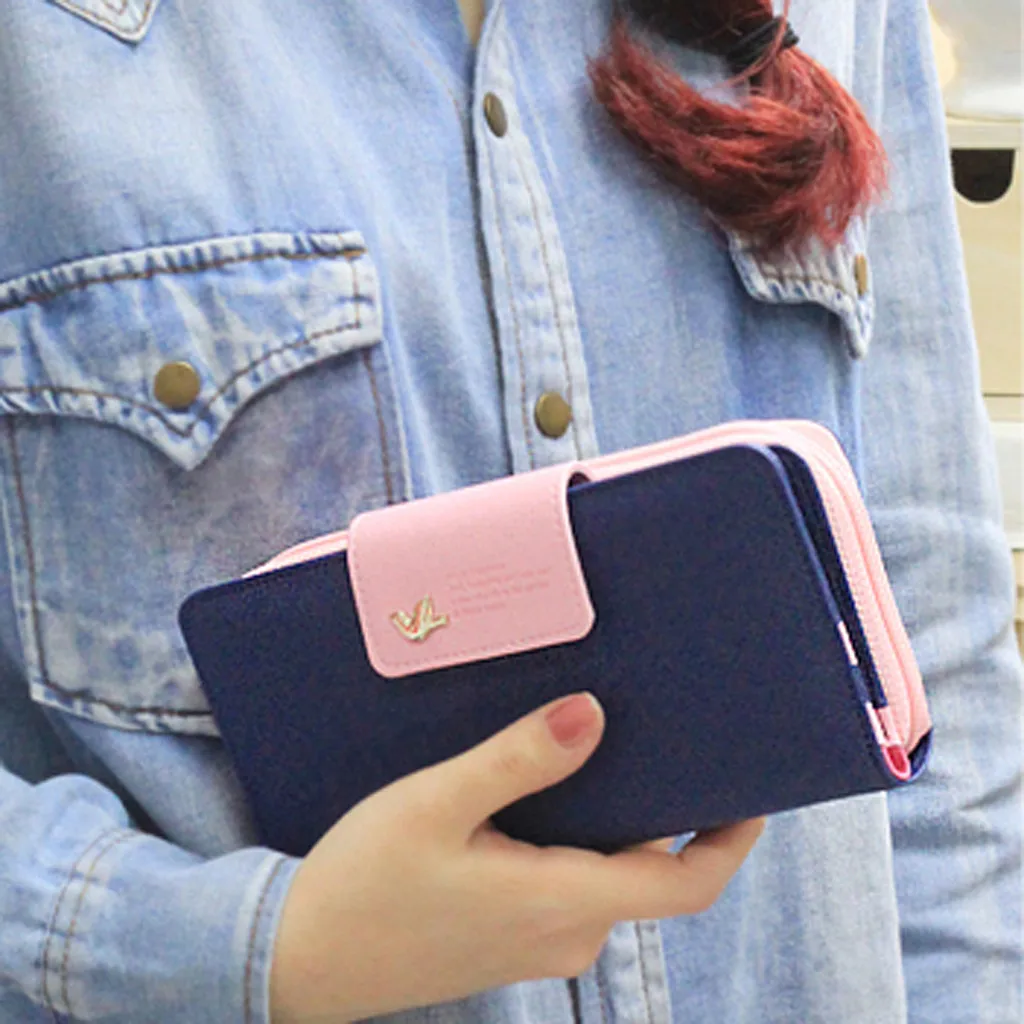 Big Capacity Women Purses Long Zipper Coin Purse Holder Wallets Ladies Clutch Change Purse Female Fly Bird Print Money 823