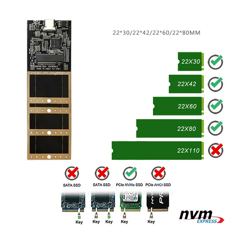 NVME M.2 SSD Fällen Typ-c Port High Speed Übertragung Festplatte Gehäuse Wärmeableitung Tiefe Grau