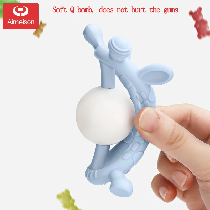 Aimeison Baby Molar Stick Deer Stagnation Gum Baby Silicone Mouth Bite Music Toothbrush Toy Boiled Non-toxic