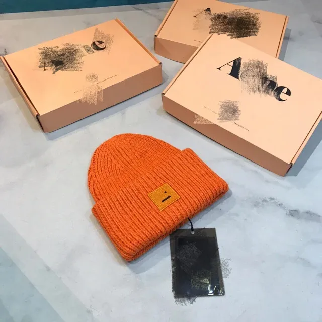 AC Studios Smiling face Beanie Skull Caps knitted Cashmere Eye Warm Couple Lovers Acne Hats Tide Street Hip-hop Wool Cap Adult