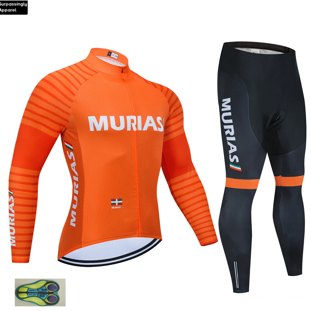 2019 команда MURIAS оранжевая Велоспорт Джерси 20D Pad велосипедные брюки Ropa Ciclismo