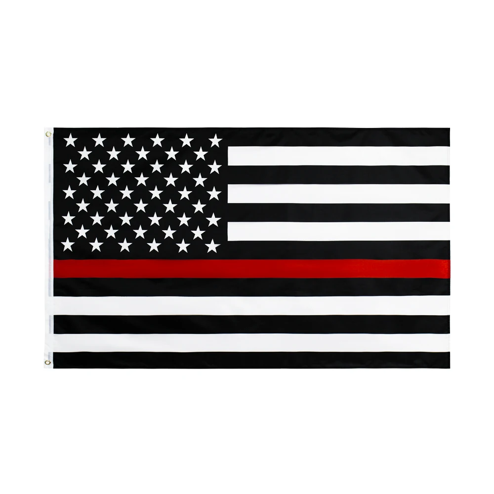 johnin 3 by 5 ft polyester united states of american thin red line fire fighter flag | Дом и сад
