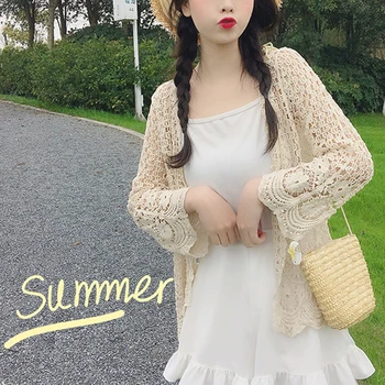 

2020 Summer Beach Style Thin Small Fresh Korean Outwear Short Women Open Stitch Blouse