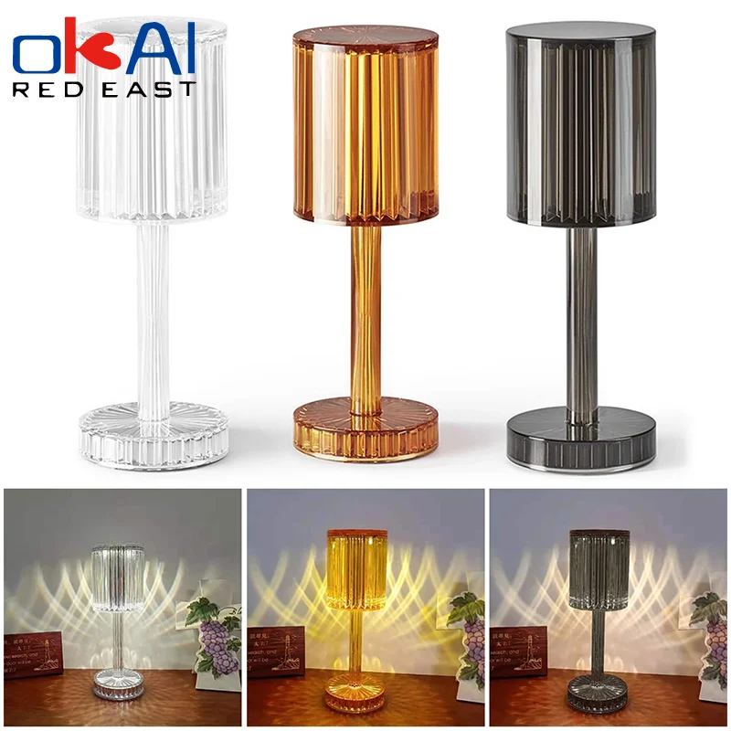 

USB Diamond Table Lamp Acrylic Decoration Light for Bar Bedroom Bedside Coffee Crystal LED Desk Lamps Gift Night Lights Lighting