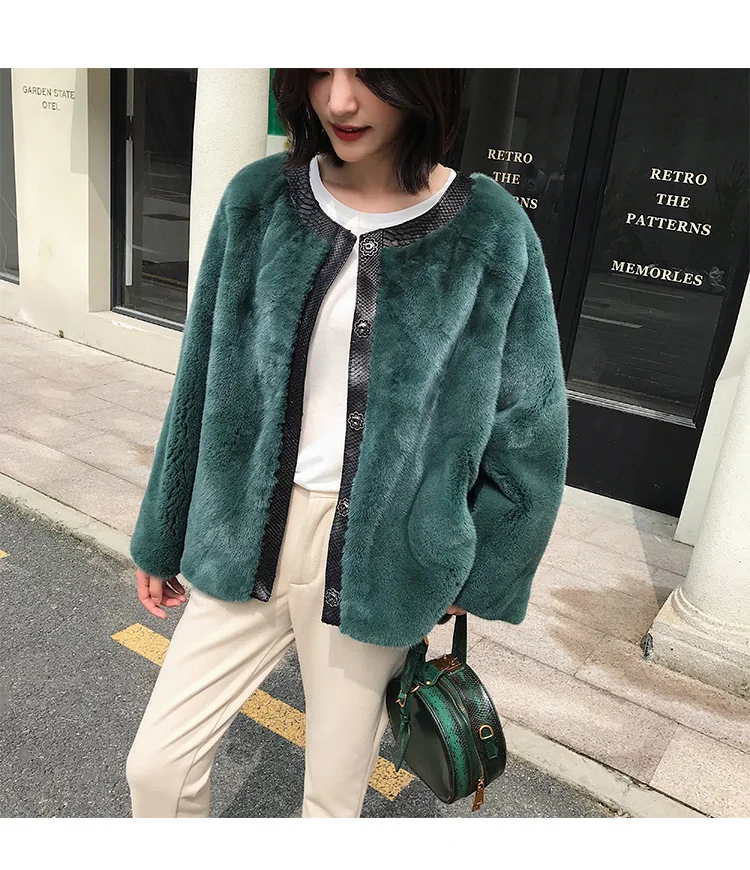 new bat sleeve casual loose mink fur coat 1008