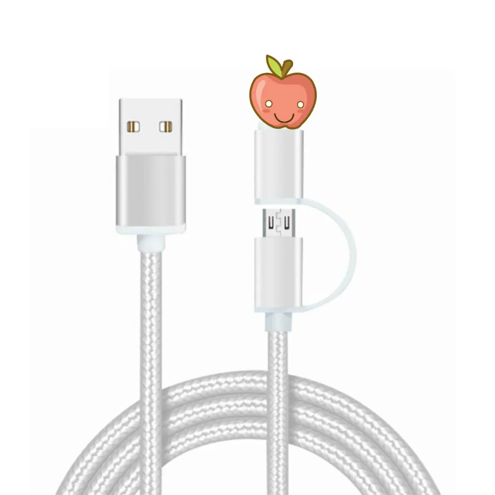 2 в 1 USB кабель Type C Micro для быстрой зарядки многофункциональный нейлоновая оплетка