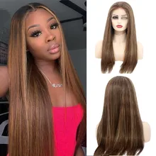 

BESFOR Ombre 13x6 Lace Front Human Hair Wig Highlighted Long Straight Wigs BESFOR Free Parting With Baby Hair For Black Women