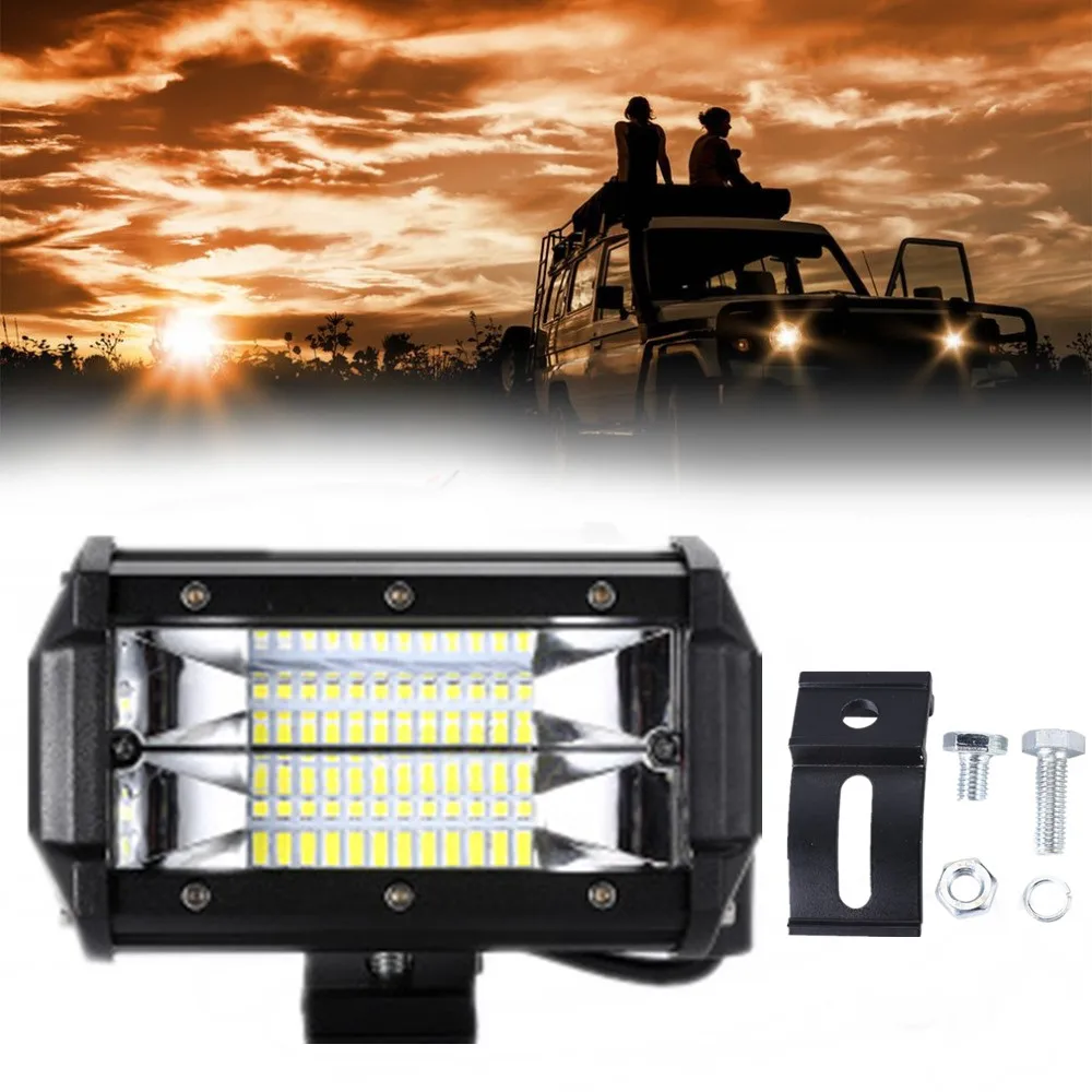 

1 Pc 5 Inch Car LED Light Double Row Durable Highlight Universal Work Light For SUV Motorcycle Truck Outdoor Night Driving
