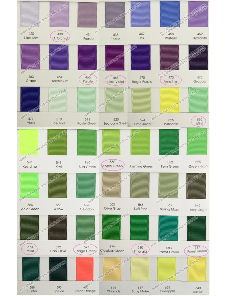 Grosgrain ribbon color chart 3