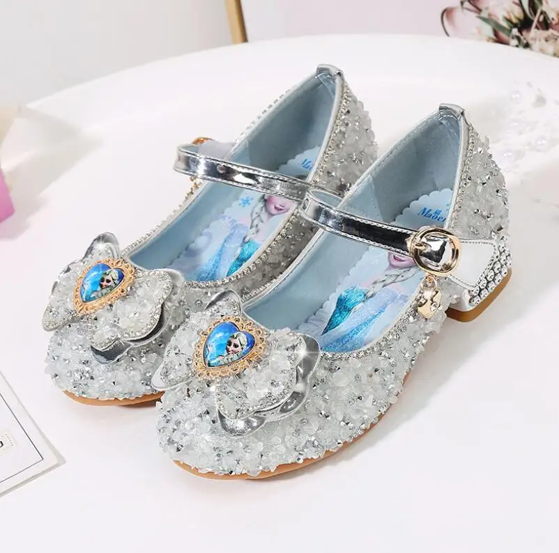 Children Princess Leather Shoes New girls high heels sequin children's shoes small and medium girls princess shoes student shoes