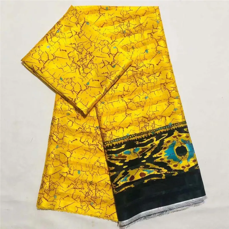 Африканская ткань органза шелк воск Горячая Африканский Воск принты шелковые ткани для женского платья XM102101