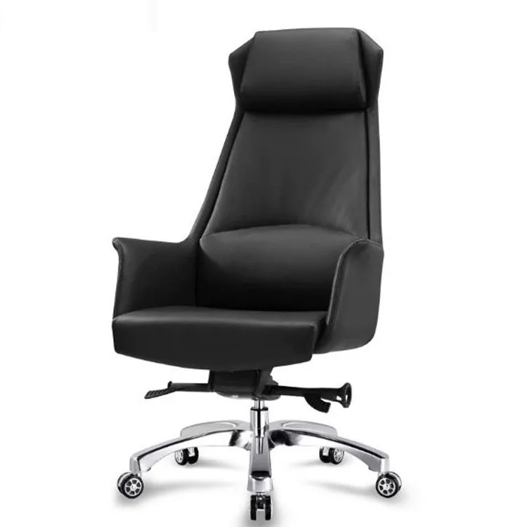 Офисное кресло простое современное откидывающееся кожаное художественное вращающееся кресло, кресло для руководителя большого класса, компьютерное кресло для руководителя - Цвет: Black PU Leather