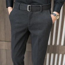 

Men's Wool Pants Thickened Solid Color Middle Waist Autumn And Winter Business Casual Fashion Tidal Current New Arrivals