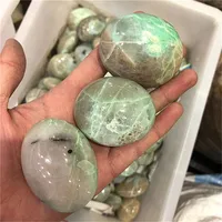 Natural Quartz green moonstone palm Crystals Healing Stones For feng shui 1