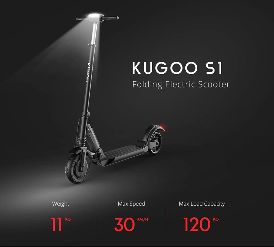Perfect [Poland Send] No tax KUGOO S1 Folding Electric Scooter 350W Adult Speed Electric Scooter 3 Speed Modes 8 Inche IP54 30KM 3-6day 3