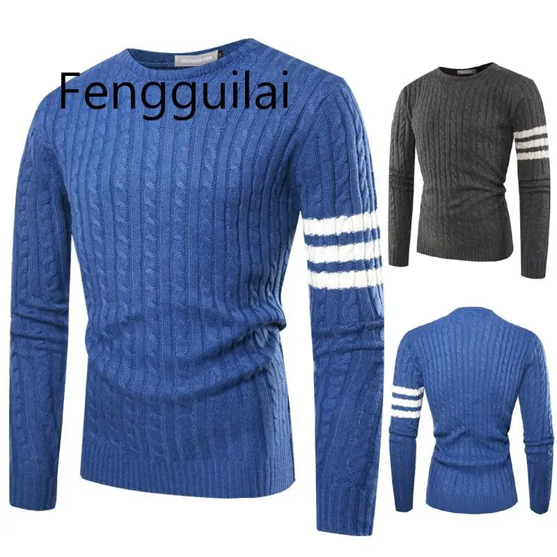 

FENGGUILAI Men Sweater Pullover Autumn Winter Clothes Streetwear Casual Base Sweater Quality Knitted Brand Male Sweaters