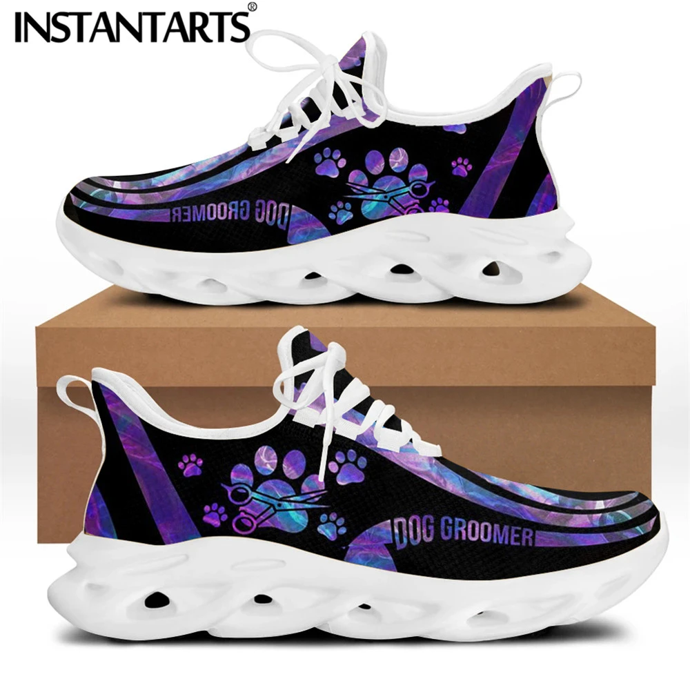 Instantarts Brand Design Dog Groomer Paws Dog Scissors Purple Sneaker Shoes  Women Wear-resistant Flat Footwear Zapatos Planos - Flats - AliExpress