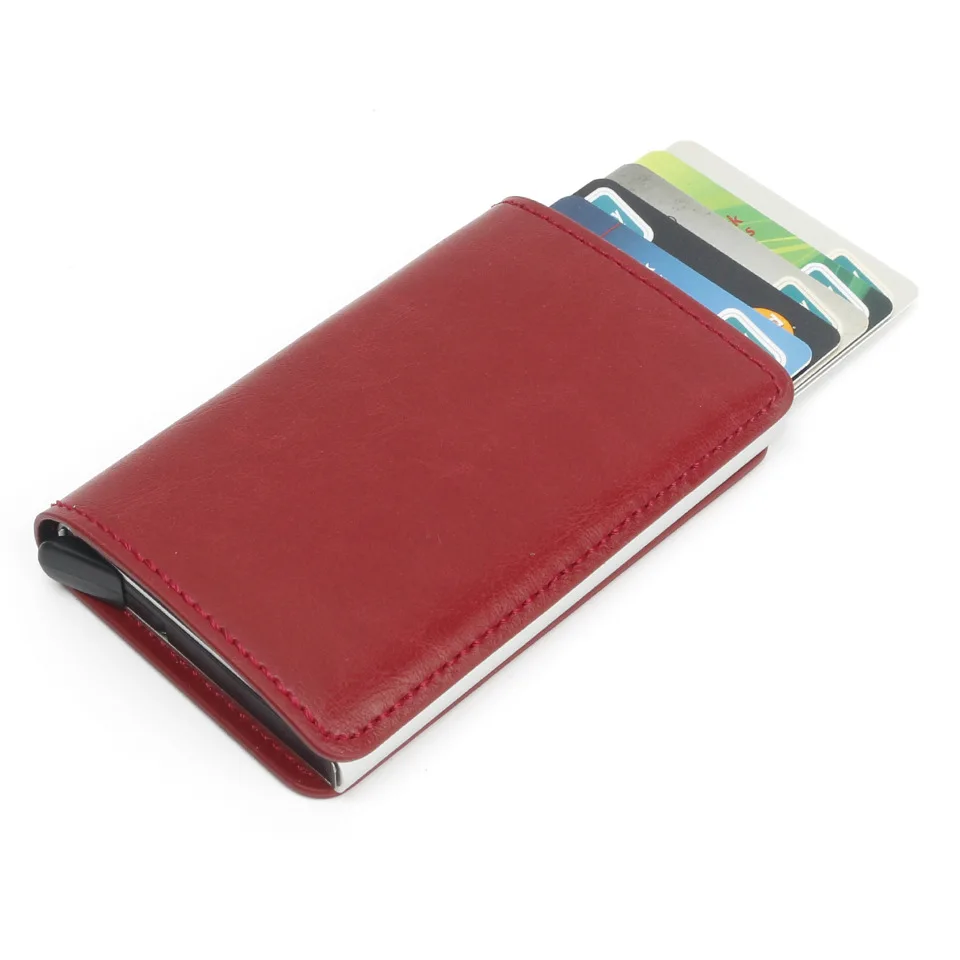 Foreign trade aluminum alloy card box carbon fiber pattern men and women PU automatic RFID credit card Holder AliExpress WISH explosion models