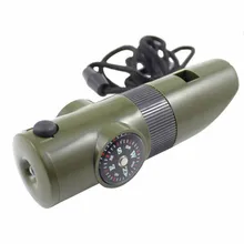 7в1 аварийный свисток компас многофункциональный инструмент Лупа фонарик контейнер для хранения термометр для кемпинга Пешие прогулки