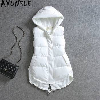 

AYUNSUE Women's Vest Autumn Winter Sleeveless Jacket Women Down Cotton Coat Hooded Korean Waistcoat Chalecos Para Mujer KJ3350