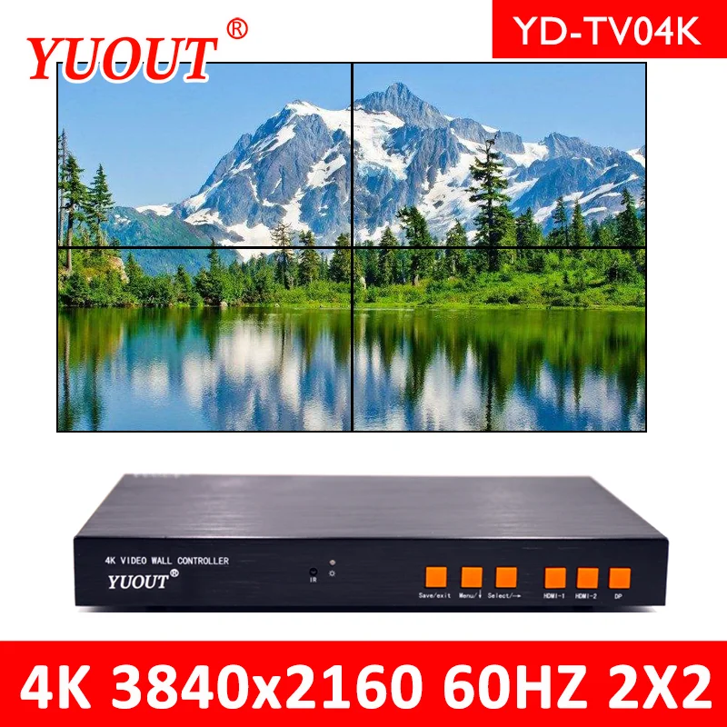 YUOUT YD TV04K 4K 3840x2160 60 Гц Поддержка MHL HDMI DP вход видео настенный контроллер 2x2 4TV для