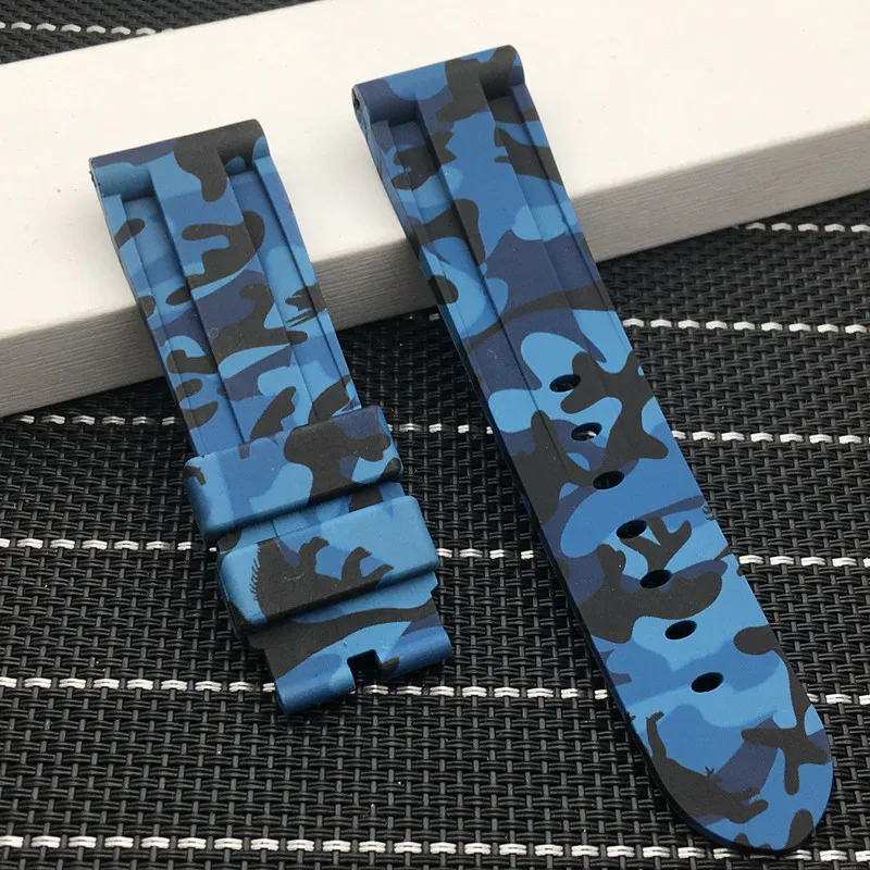 color 7 strap Высокое качество 24 мм Универсальный Камуфляжный цветной резиновый ремешок для мужских часов ремешок для samsung gear S3 классический Panerai - Цвет ремешка: color 7 strap