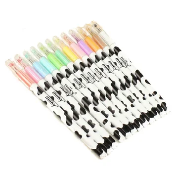 

12 pcs gel pen Tiny Milk cow pen school Stationery Sundries stationary store office material school supplies