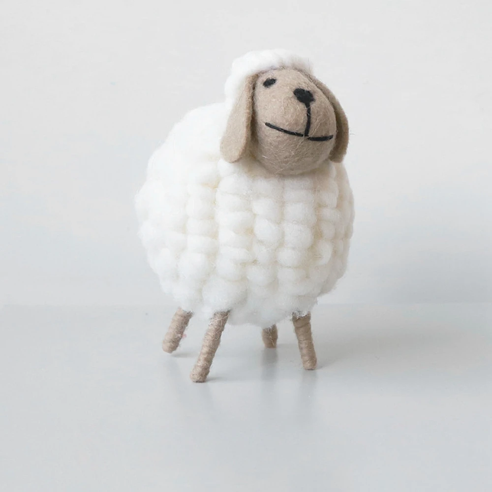 1Pc Mini Table Ornament Felt Sheep Figurines Miniatures Wool Felt Lamb Cute Toys Desktop Decor Home Furnishings Kid Gifts 