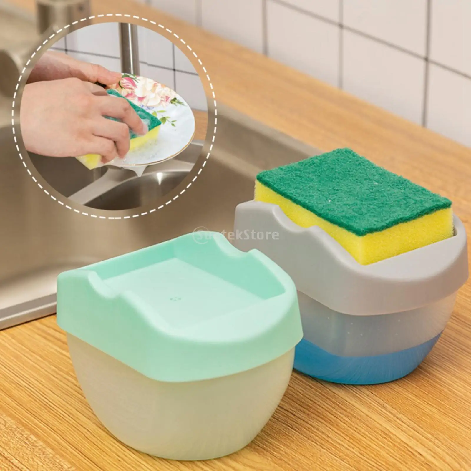 2 in1 Kitchen Liquid Soap Pump Dispenser ABS Sponge Holder Press Countertop Rack, Each Package Includes a Sponge 2 in1 Kitchen Liquid Soap Pump Dispenser ABS Sponge Holder Press Countertop Rack, Each Package Includes a Sponge