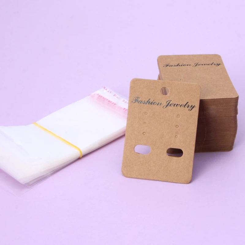 

100Pcs Earrings Packing Cards With Self Adhesive Bag Jewelry Display Accessories Dropshipping